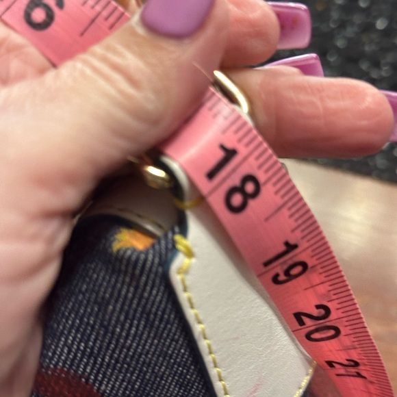 Dooney And Bourke  rare rare denim splash with white leather trim, gold hardware - Picture 5 of 16